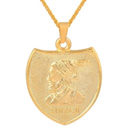 Picture of Chhatrapati Shivaji Maharaj Golden Color Beautiful Locket - Adorn Yourself with the Great Warrior's Legacy.